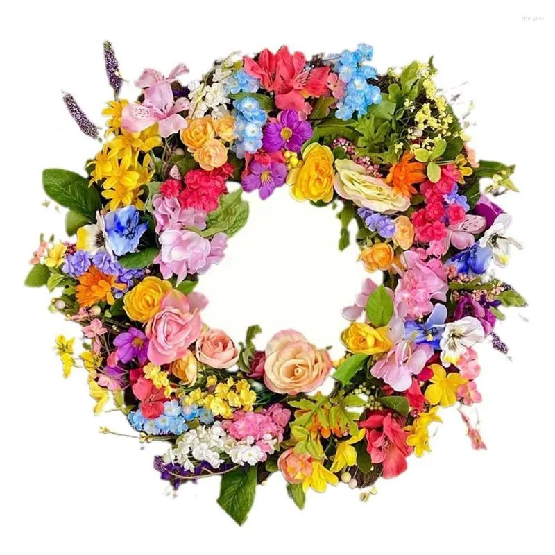 Decorative Flowers 35cm Door Wreath Front Spring Tulip Party Wildflower  Hanging Garland Decoration Farmhouse Flower Rainb E5D5 From Tttingber,  $28.4